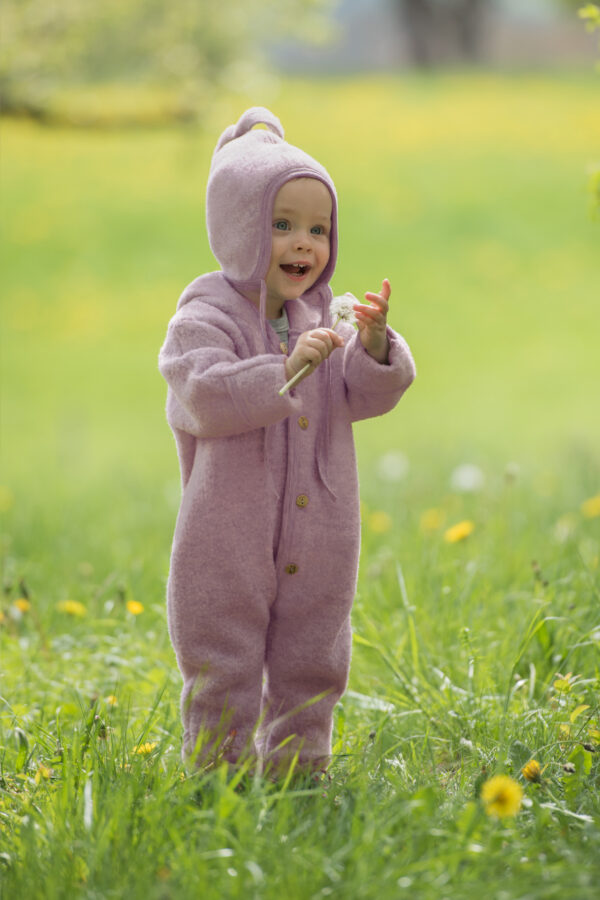 Tuta Outdoor in lana cotta con Cappuccio-Rosa Chiaro - immagine 2