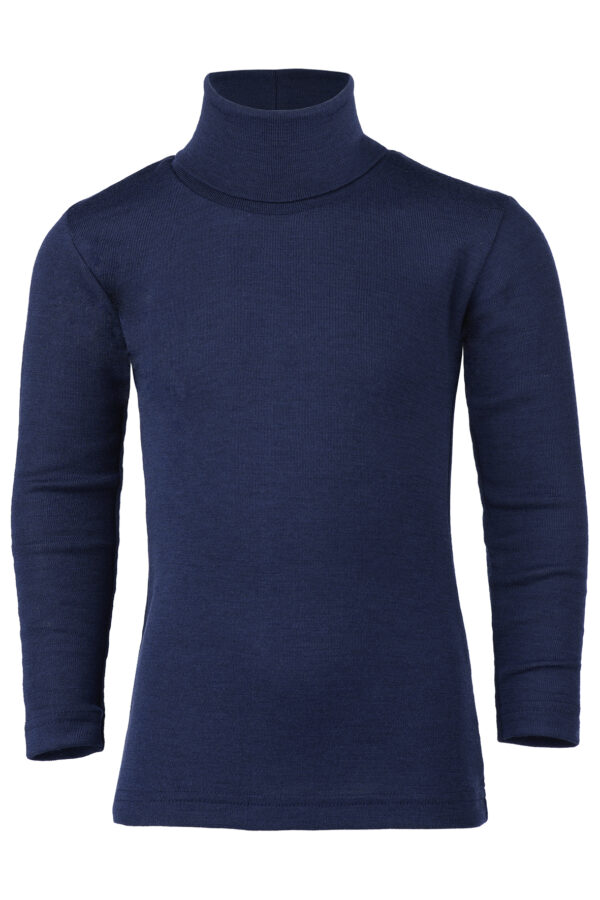 Maglia a Collo Alto in Lana Seta-Natural/Raspberry/Blu Navy - immagine 5