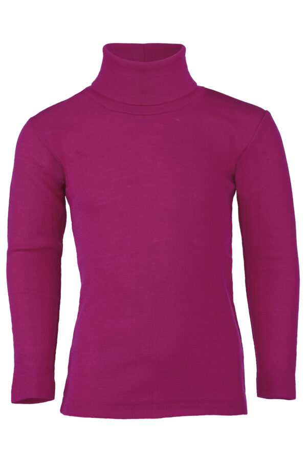 Maglia a Collo Alto in Lana Seta-Natural/Raspberry/Blu Navy - immagine 4