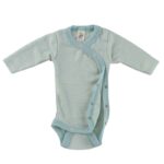 Body Kimono Neonato Lana Seta-Celeste a righe ULTIMA TAGLIA 44cm!