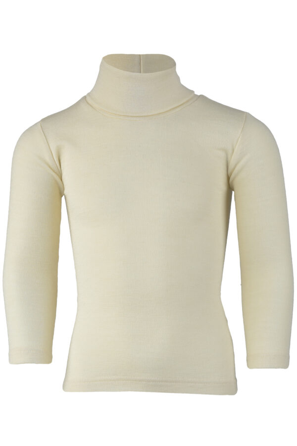 Maglia a Collo Alto in Lana Seta-Natural/Raspberry/Blu Navy - immagine 3