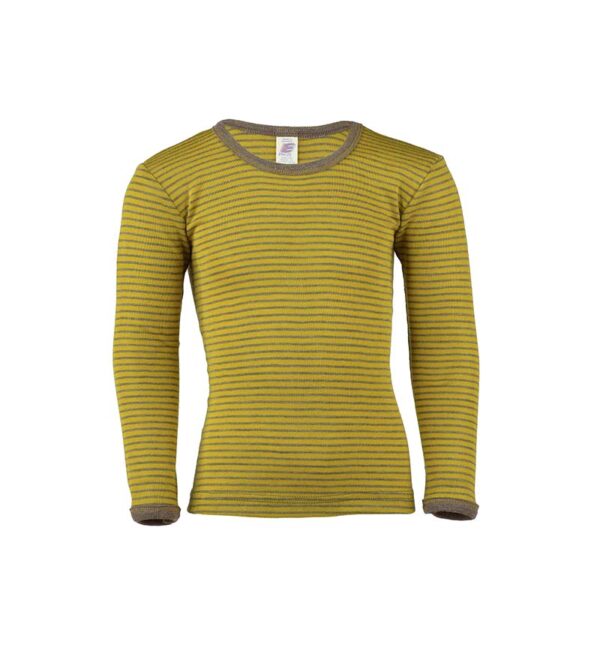Maglia in Lana Seta Manica Lunga-Zafferano a righe ULTIMA TAGLIA 128cm!