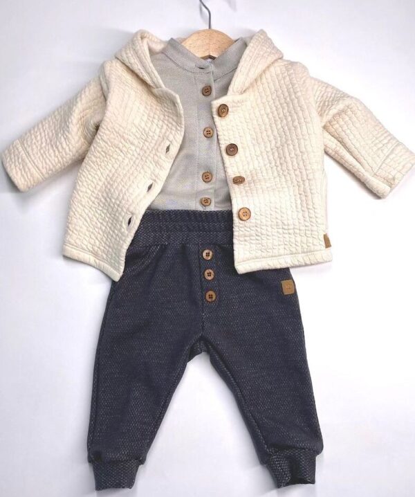 Cardigan con Cappuccio in bambù organico-Bianco Panna ULTIMA TAGLIA 3mesi! - immagine 4