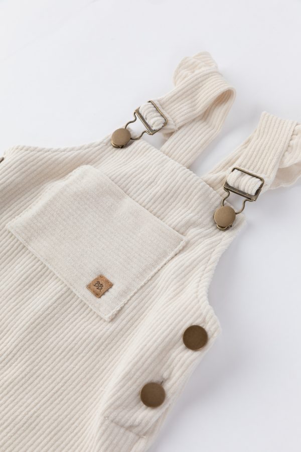 Salopette Bimba in bambù organico Velluto a costine-Bianco Latte ULTIMA TAGLIA 18/24mesi! - immagine 3