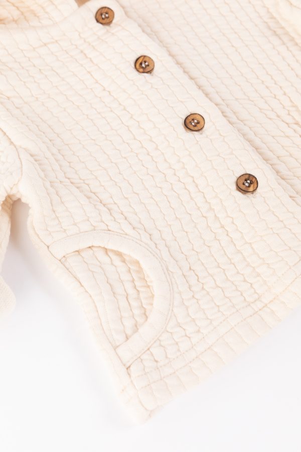 Cardigan con Cappuccio in bambù organico-Bianco Panna ULTIMA TAGLIA 3mesi! - immagine 3