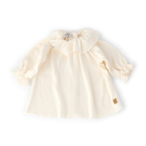 Camicia Blouse in bambù organico Volant Bimba-Bianco Latte