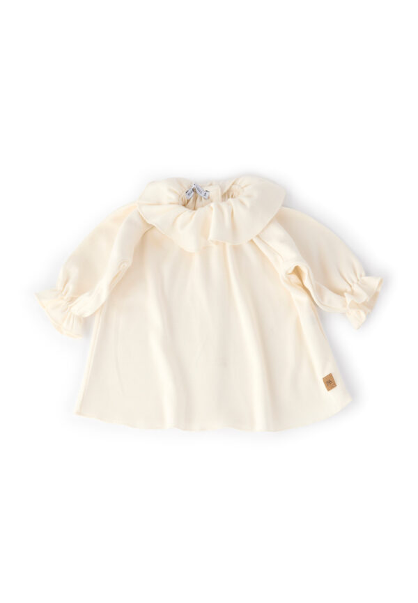 Camicia Blouse in bambù organico Volant Bimba-Bianco Latte