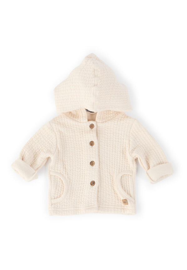 Cardigan con Cappuccio in bambù organico-Bianco Panna ULTIMA TAGLIA 3mesi!