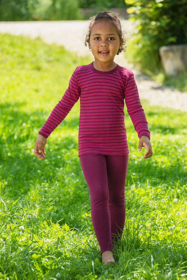 Maglia in Lana/Seta Manica Lunga-Lampone a righe Ultima taglia 140cm! - immagine 2