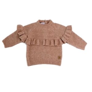 Maglioncino in bambu organico con Volant Bimba-Cammello ULTIMA TAGLIA 9/12mesi!