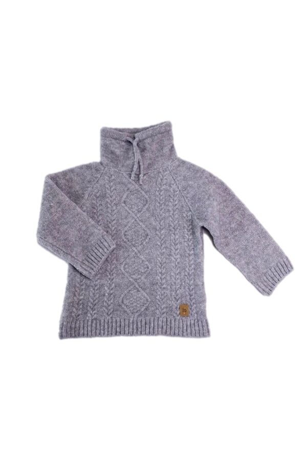 Maglioncino lavorato a maglia Trecce-Grigio Chiaro