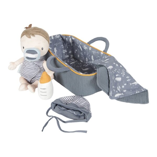 Bambola Baby Jim con accessori e porte-enfant