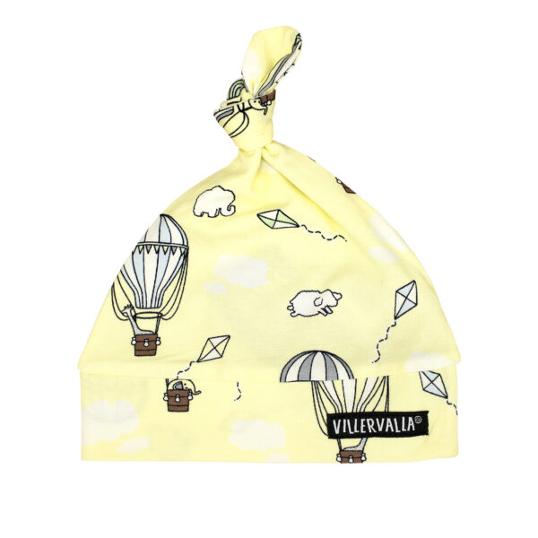 Cappellino Beanie Neonato con nodo-Mongolfiere Vintage