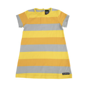 Abito a maniche corte in cotone organico-Righe Giallo