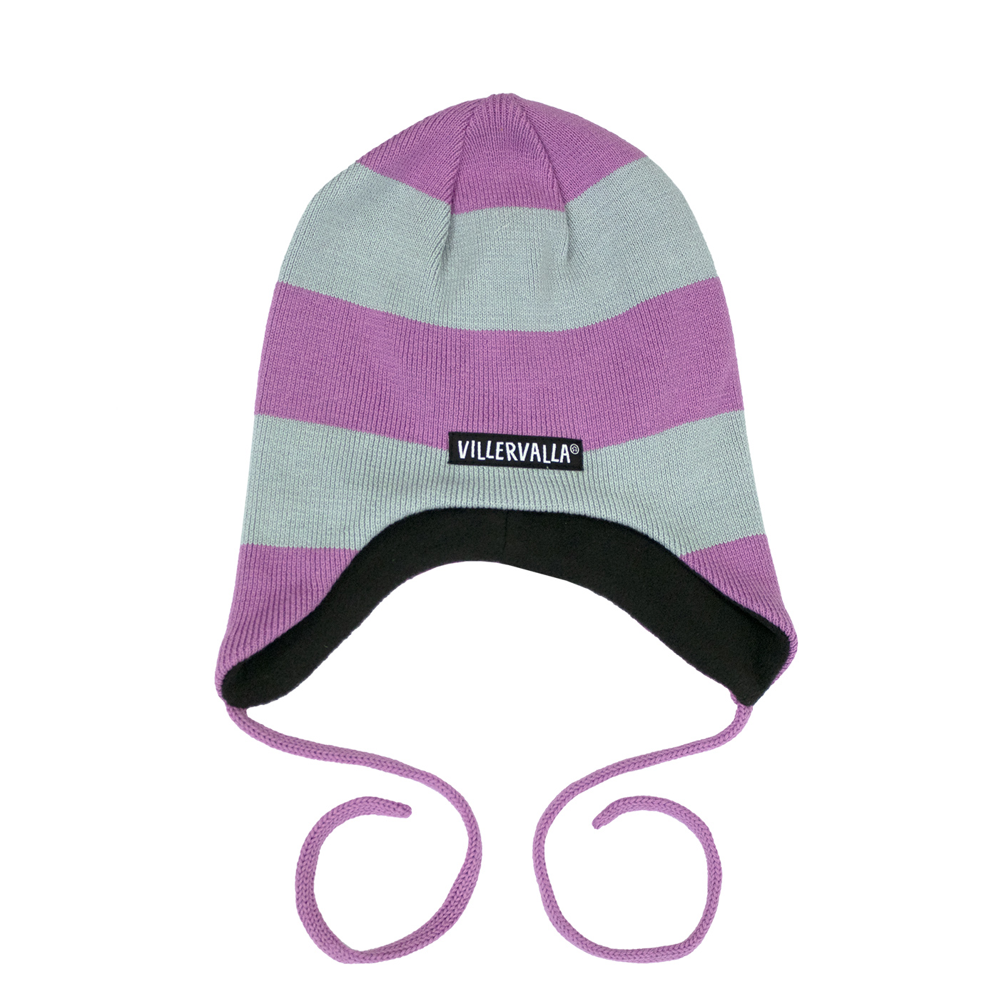 Cappello Baby in calda maglia e pile con lacci-Fuchsia/Fossil-ULTIMA TAGLIA 48/50!