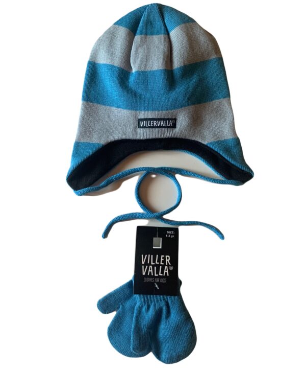 Cappello Baby in calda maglia e pile con lacci-Ocean/Fossil-ULTIMA TAGLIA 48/50! - immagine 2