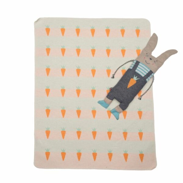 Set peluche e copertina JUWEL Coniglio azzurro con carotina - immagine 4