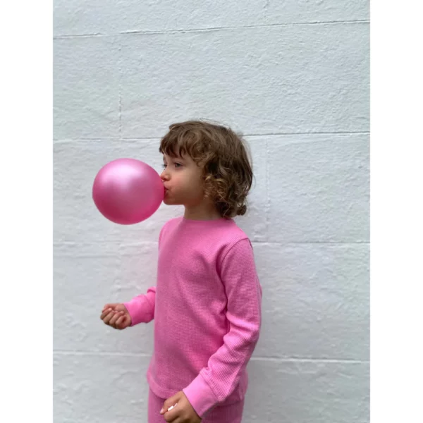 Set Waffle in cotone Pantalone e Maglia a maniche lunghe-Bubble Gum - immagine 2