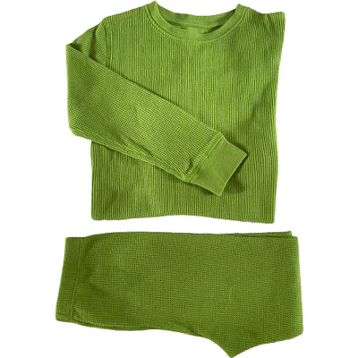 Set Waffle in cotone Pantalone e Maglia a maniche lunghe-Foliage 🍃