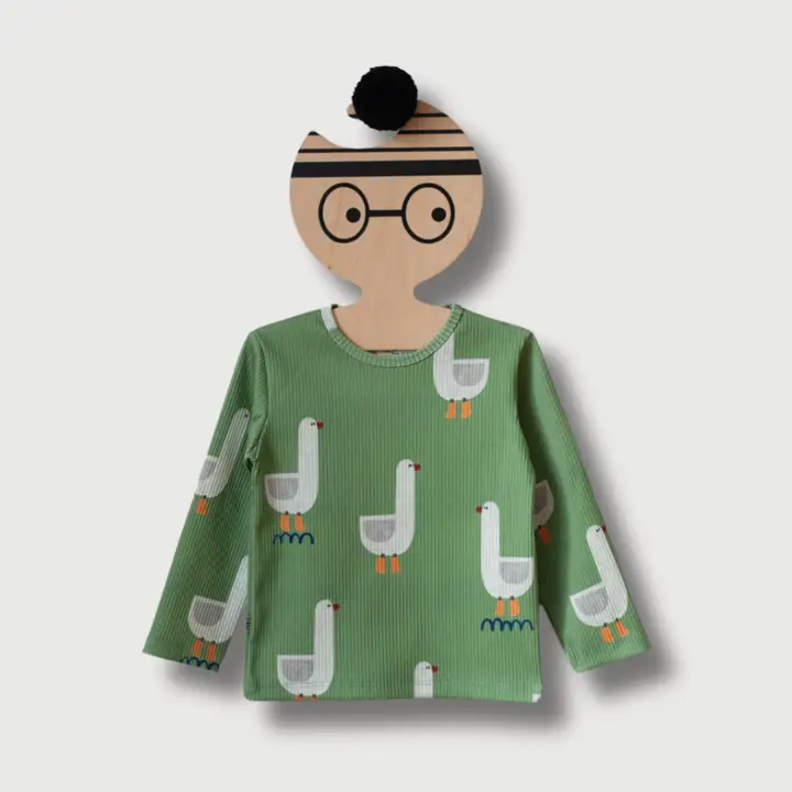 Maglia a manica lunga in cotone organico a costine-Ochette🦆